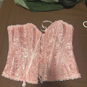 Pink Lace-Up Corset Top